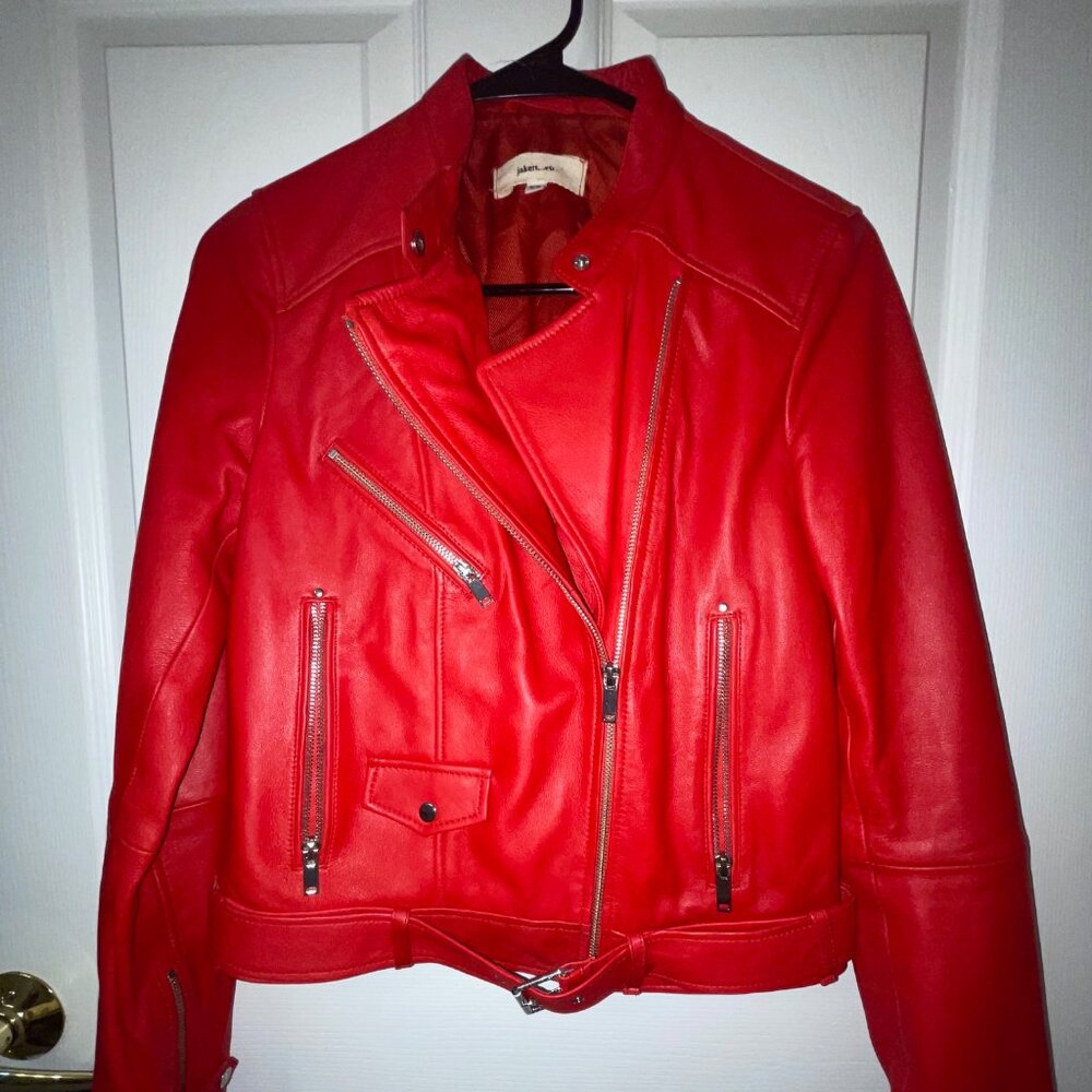 Jackett Moto Red Leather Jacket